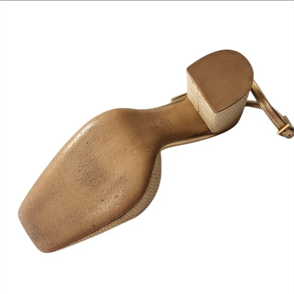 Valentino Garavani One Stud Raffia Ankle-Strap Pumps 37 1/2 - Picture 10 of 16